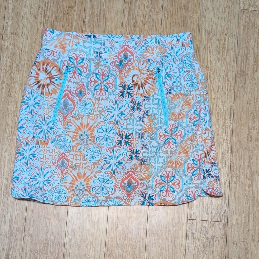 Talbots Blue and Orange Floral Skort Size S